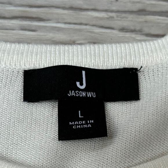 Jason Wu White Textured Knit Cardigan Sweater Large Minimalist QVC - Picture 5 of 5